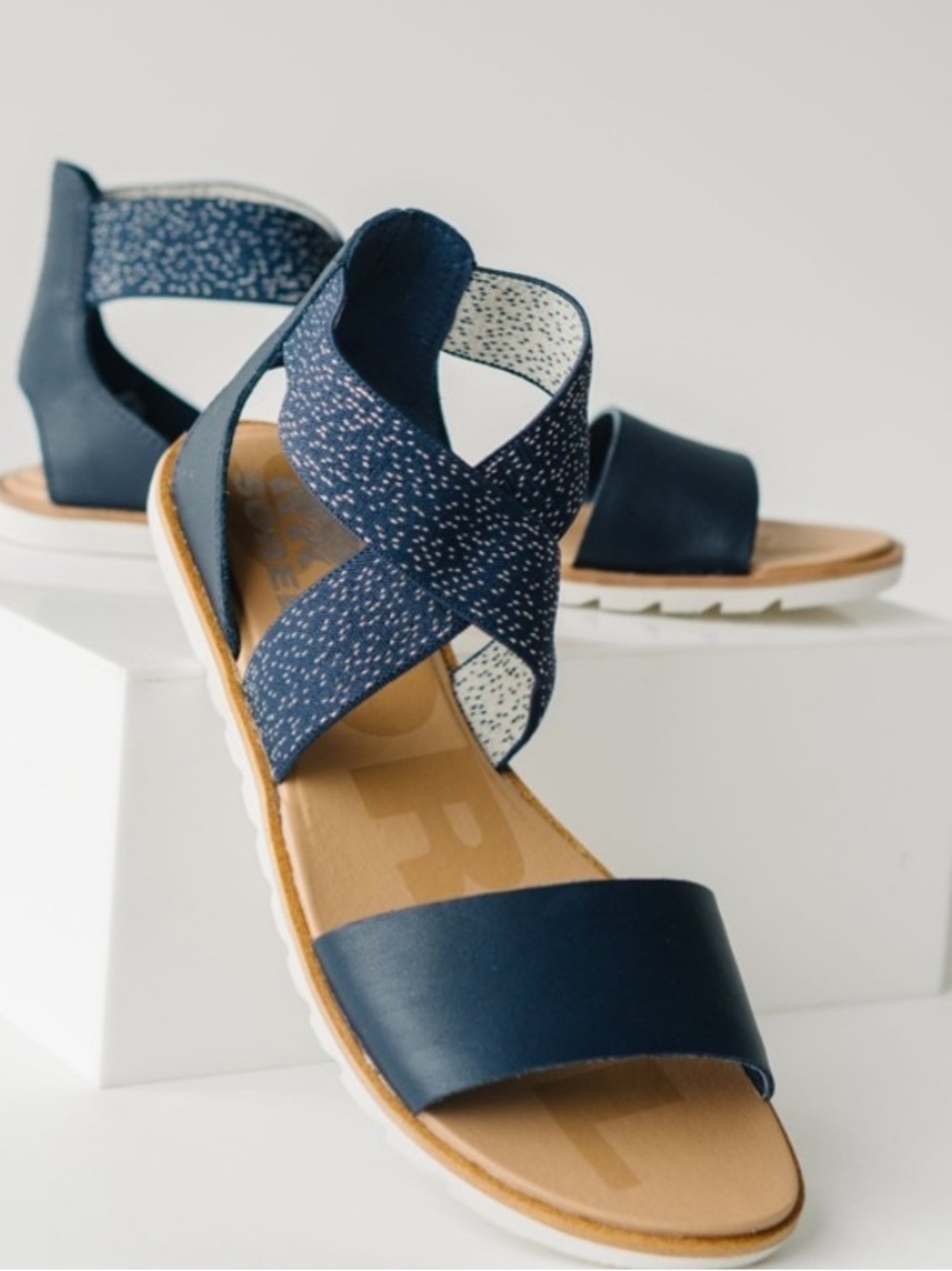 Sorel Ella II Nocturnal Sea Salt Navy Blue Sandals- Size 9.5